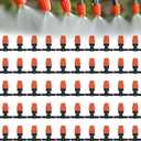 Three-Way Atomizing Nozzle 1/4 Inch, 50 Pcs Adjustable Micro Spray Irrigation Emitters, Drip Irrigation Parts Accessories for Patio Lawn Greenhouse Vegetable Irrigation Supplies