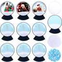 Shappy 12 Pcs Christmas Photo Ornament Ball Christmas Hanging Photo Frame Ornament Round Snow Globe Craft Winter DIY Floating Snowflakes Picture Frames for Family Party Xmas Tree Decor