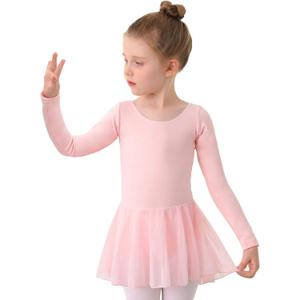 MdnMd Toddler Girls Long Sleeve Ballet Leotards Dresses Dance Skirt Ballerina Tutu Outfits (2-4T)