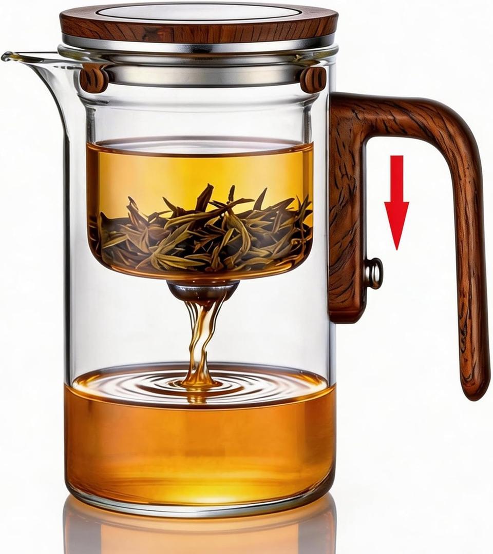 Enchanted Tea Pot, Magic Tea Pot for Loose Leaf Tea Steeper, Heat Resistant Borosilicate Glass Teapot with Tea Infuser, Ideal Gift for Tea Lovers - 20 oz (600 ml) (Transparent)