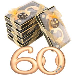 50Pieces 60 Bottle Opener Gifts for 60th Birthday Party Favors 60th Anniversary Party Return Gifts or Souvenirs for Guests , Gold and Black Theme Party Decorations (60)