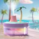Cute Mini Humidifier 320mL Cool Mist Humidifie mute with 2 Mist Modes, for Home/Nursery/Office, Portable Mini Air Moisturizer,rechargeable mini humidifier(Coconut tree)