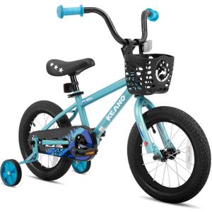 KEANO Cervine 14 16 20 Inch Kids Bike for Boys Girls Ages 3-10 Years, 14 16 Inch Toddler BMX Bikes with Training Wheels and Basket, 20 in Children Bicycles with Kickstand (Blue)