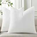 Pallene Faux Fur Plush Spring Throw Pillow Covers 22x22 Set of 2, Soft Fluffy Couch Pillow Covers for Living Room, White