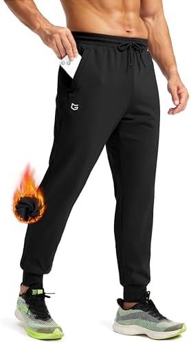 G Gradual Men's Fleece Joggers with Zipper Pockets Winter Warm Pants Water Resistant Athletic Workout Gym Sweatpants for Men M