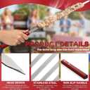 9 PCS 23.6" Flat Stainless Steel Skewers, Metal Barbecue Skewers with Wooden Handles and Silicone Brush, Reusable Long Shish Kabob Skewers for Grilling for Koobideh Persian Picanha Brazilian
