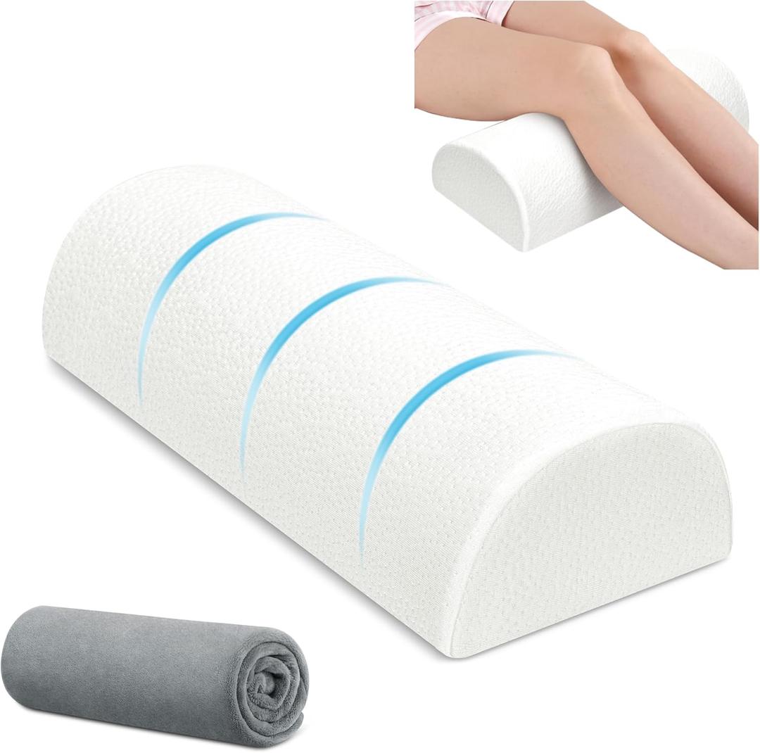 urnexttour Shredded Memory Foam Knee Pillow for Side Sleeper, Adjustable Legs Pillow with Inner Pillowcase and Extra Foam Filler, Spine & Relieves Pressure Hip & Leg Elevation, Grey
