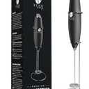 Bean Envy Milk Frother Handheld for Coffee - Electric Hand Blender, Mini Drink Mixer Whisk & Coffee Foamer Wand with Stand for Lattes, Cappuccino, Matcha and Hot Chocolate - Kitchen Gifts - Black