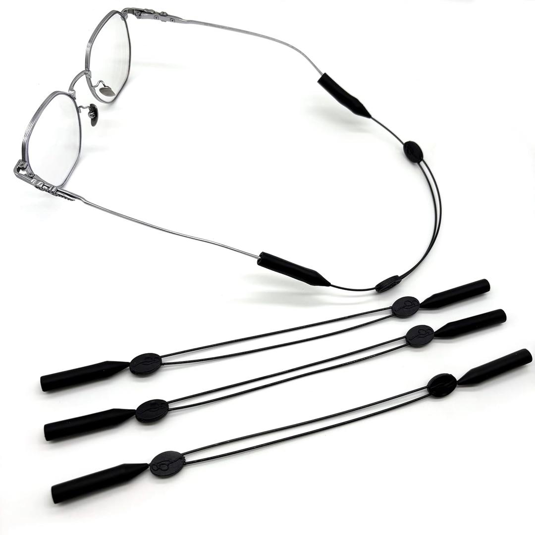 Adjustable Glasses Strap, 3 PCS Eyewear Holders, Steel Wire Cable Retainer for Sports, No Tail Glasses Holder Cord, Adjustable Eyewear Retainer Cable Strap 5.5-13.5 inch