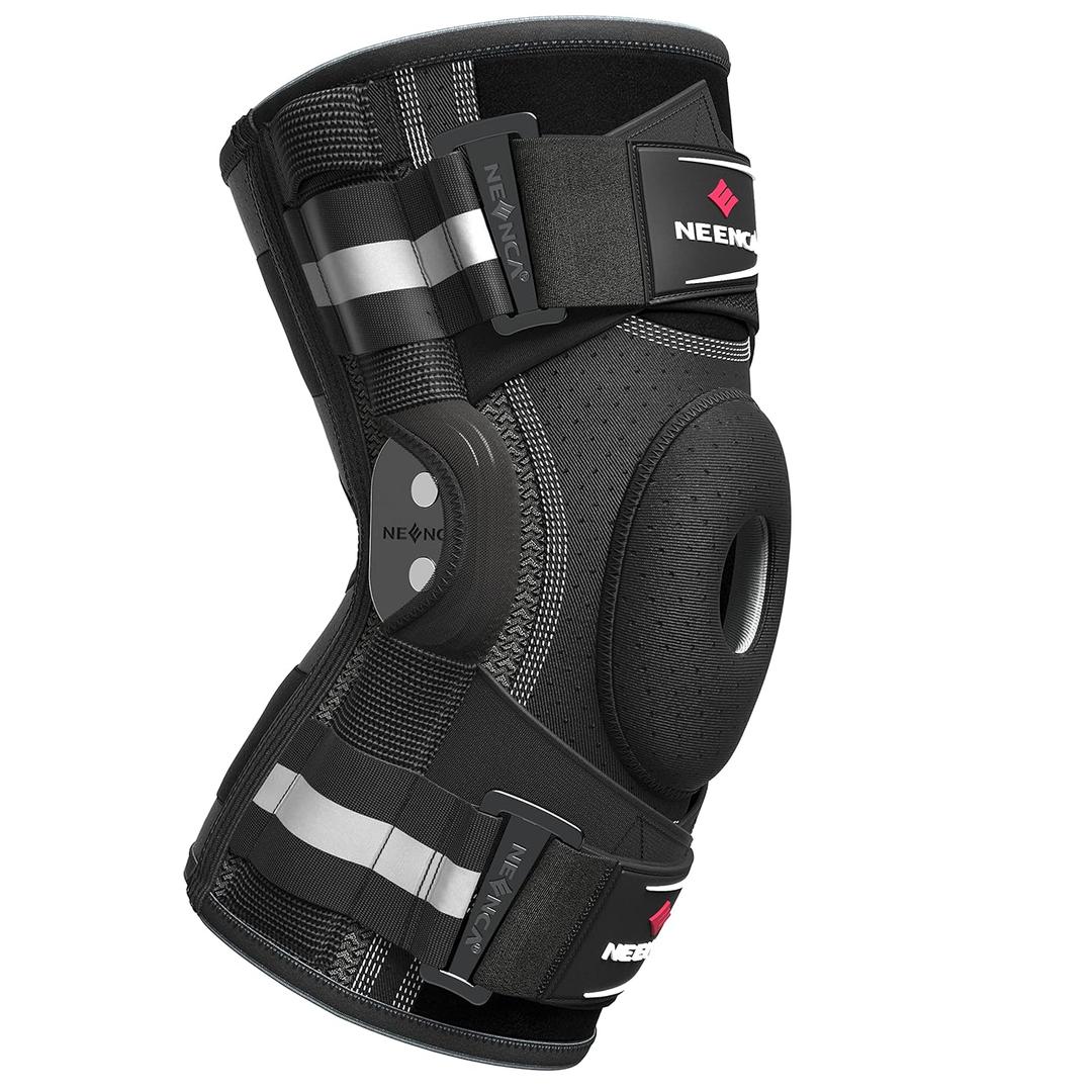 NEENCA Professional Knee Brace for Knee Pain, Hinged Knee Support with Patented X-Strap Fixing System, Strong Stability for Pain Relief, Arthritis, Meniscus Tear, ACL, PCL, MCL, Runner, Sport, Workout (Small, Black - Single)