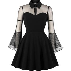 Women's Vintage Polka Dot 1950s Audrey Retro Rockabilly Prom Dress 50's 60's A-Line Cocktail Party Swing Dress (Black, S)