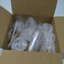 JOLLY CHEF 100 Pack 12 oz Clear Plastic Cups with Lids and Straws, Disposable Iced Coffee Cups with Lids for Smoothies, Milkshakes, Cold Drinks, Includes Paper Lid Liners