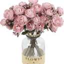 Pink Ranunculus Artificial Flowers 5 Bouquets Fake Silk Mini Ranunculus with Stems 15PCS Faux Peonies Spring Flowers for DIY Wedding Bride Shower Centerpieces Home Vase Filler Decor (Dusty Pink)