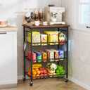 SWTYMIKI Rolling Kitchen Storage Cart  4 Tier Microwave Table Stand with 6 Storage Baskets, Coffee Bar with Wheels, Kitchen Utility Cart Shelf Rack Organizer for Fruit, Vegetables, Potato (Brown)