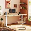 Huuger Electric Standing Desk with Power Outlets and USB-C Port, 55 X 24 Inch Height Adjustable Desk, Sit Stand Desk for Home Office, Computer & Gaming Desk with 4 Presets, Stable Steel Frame, Marple, 55.1 x 23.6 inch