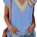 Cap Sleeve Summer Tops for Women Trendy Floral Print Casual V Neck T Shirts Petal Sleeve Blouses (XL)