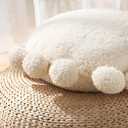 Boho Decorative Throw Pillows Round Floor Cushion with Poms,Cute Floor Seating Plush Pillow for Kids Reading Nook,Home Decor for Chair Sofa Bed Put in Living Room Indoor Outdoor