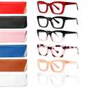 ZOECENT 6 Pack Oprah Style Reading Glasses for Women Blue Light Blocking Computer Square Readers with Spring Hinge (Mix Color-5, 2.5, x)