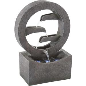 Outdoor Water Fountain - 4 Tier Polyresin Water Fountain Outdoor with LED Lights - 18.5in Decorative Water Feature for Outdoor Decor by Pure Garden