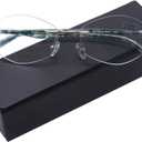 AQWANO Rimless Computer Blue Light Reading Glasses Women Fashion Designer Clear Lens Pattern Frame Ladies Readers (2.00 x, Green)