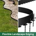 AGTEK 98FT Plastic Landscape Edging Kit 3inch Height No-Dig Garden Edging Border Lawn Edging Roll for Flower Bed Lawn Yard, Black, with 60 Anchoring Spikes