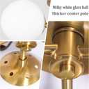 Bagood 3 Light Mid Century Modern Gold Globe semi Flush Mount Ceiling Brass Chandelier 3-Light Milk Glass Globe Lights Sputnik Ceiling Light Fixture for Bedroom Living Room Hallway