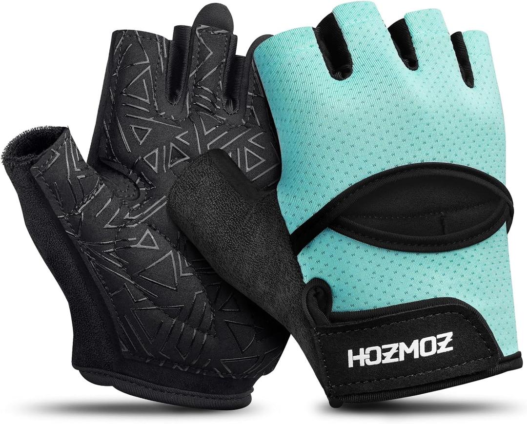 HOZMOZ Ventilated Weight Lifting Gloves, Thick Padded Workout Gym Gloves with Full Palm Protection & Grip & Shock Absorption for Women & Men's Fitness Exercise Training, Medium