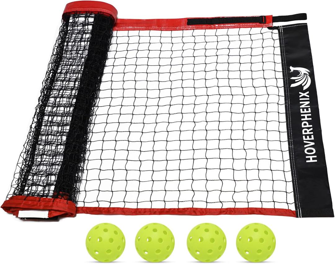 Pickleball Replacement Net 22ft x 3ft for Indoor or Outdoor Fits for Most Free-Standing Pickle Ball Frame Come with 4 Outdoor Pickle Balls (Net Only) (Black and Red)