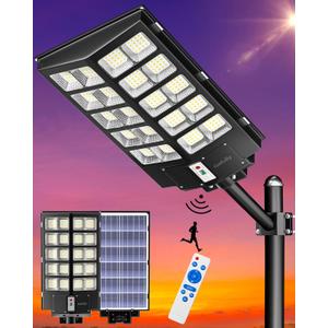 Gefolly SL-5200W Solar Street Lights Outdoor, 520000LM Commercial Parking Lot Light, 6500K Dusk to Dawn IP67 Security Flood Lights Motion Sensor Led Lamp for Basketball Court, Road, Yard