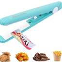 Mini Chip Sealer - Portable Kitchen Handheld Bag Resealer - Heat Vacuum Sealer Machine Gadget with Power Cable for Snack, Plastic Bags & Food Storage - Keep Cookies Fresh(Blue) (LC-FKJ-Blue)