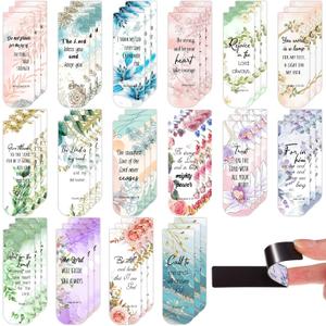 Zonon 48 Pcs Bible Verse Magnetic Christian Bookmarks 0.8x4.7in Inspirational Scripture Book Marker for Mother Women Men Religious Motivational Flower Page Clips Book Lover Reading Gift(Stylish Style)