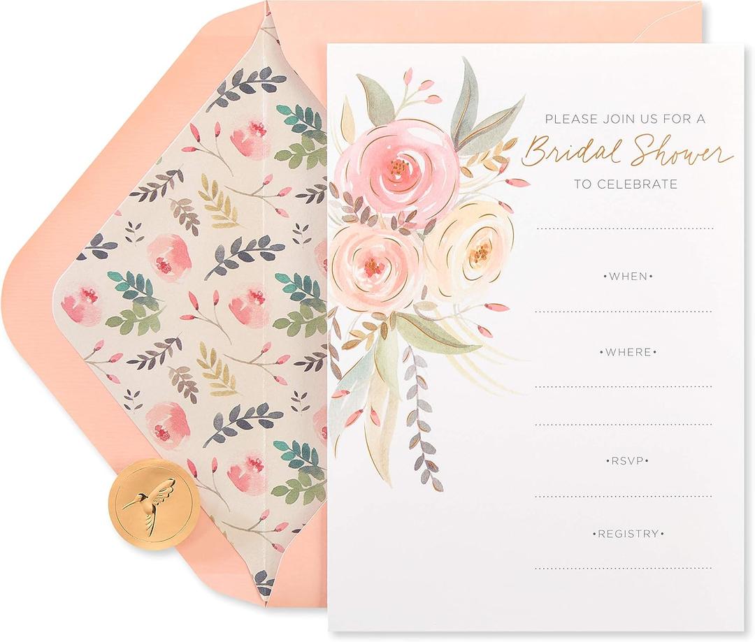 Papyrus Bridal Shower Invitations, Floral (20-Count)
