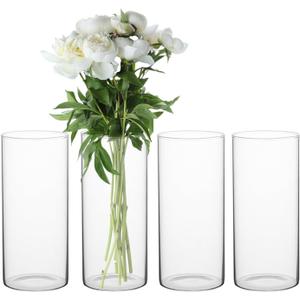 Tall 5.9 Inch Glass Cylinder Vase - Clear Flower Vase for Wedding Centerpieces,Party Decor,Home Decor-Hurricane Candle Holder for Floating Candles,Table Decorations,Receptions & Events (4)