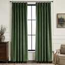Olive Green Pleated Velvet Curtains 108 inches Long 2 Panels Set Thermal Insulated Triple Pinch Pleat Blackout Velvet Drapes Room Darkening Thick Luxury Modern Minimalism Forest Green Curtain, 9 ft