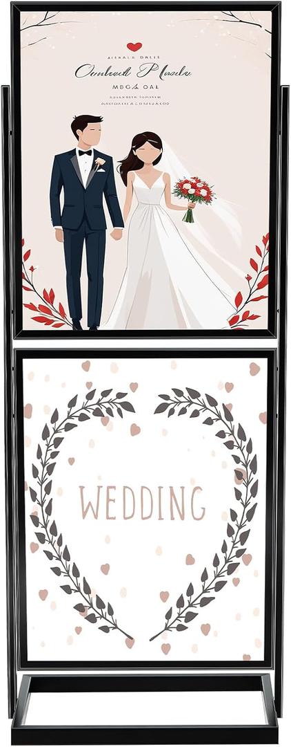 Gisafai 1 Pcs Sign Holder Floor Stand 2 Tier Heavy Duty Poster Stand for Display 22×28 Inch Slide-in Double Sided Banner Standing for Outdoor Indoor Business Store Advertising Wedding