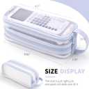 2 x ANGOOBABY Large Grid Mesh Pencil Case 2 Compartment Pen Bag Clear Handheld Multifunction Pencil Pouch Transparent Makeup Bag for Teen Student College Business Travel Office Adult - Blue