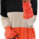 KISSMODA Women's Casual Long Sleeve Sweatshirt Color Block/Solid Crewneck Corduroy Pullover Cute Tops (M)