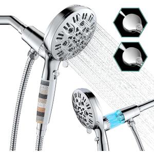 5-inch Filtered Handheld Shower Head with 10 Spray Modes - High Pressure, Magnetic Docking & Water Flow Control | Chrome Finish & 69 Stainless Steel Hose 2.5 GPM Flow Rate, Wall Mounted, Chrome