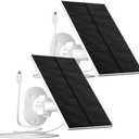 Zivif 2W Solar Panel for Security Camera, Solar Panel Charger with Micro USB & USB-C Port for Rechargeable Battery Security Camera, USB Solar Panel with 360° Adjustable Security Mount (2 Pack)
