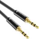 SYNCWIRE 3.5mm Nylon Braided Aux Cable (16.4ft/5m, Hi-Fi Sound), Audio Auxiliary Input Adapter Male to Male AUX Cord for Headphones, Car, Home Stereo, Speaker, iPhone, iPad, iPod, Echo & More - Black