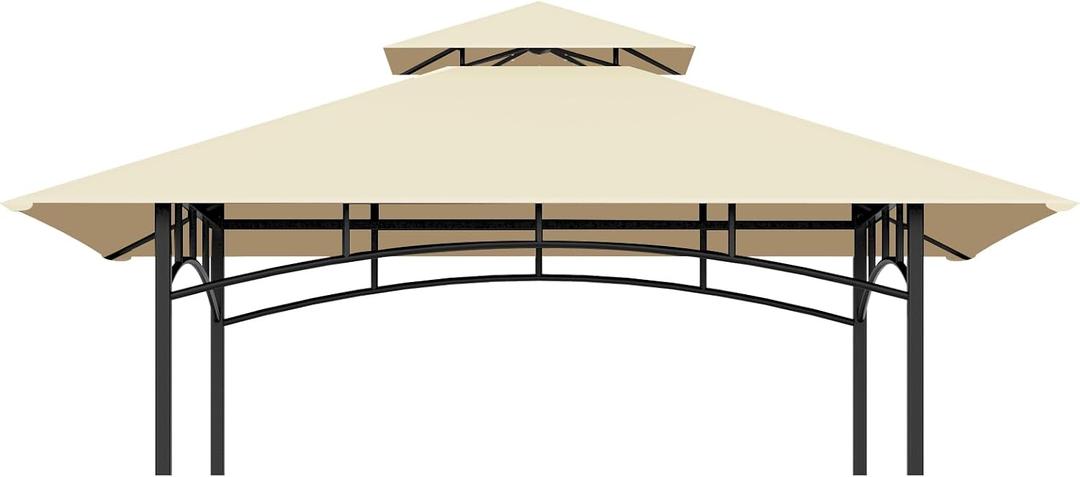 Grill Gazebo Replacement Top, 5 * 8 Outdoor BBQ Top Cover, Double Layer BBQ Gazebo Top Canopy for Model #L-GG001PST-F(Beige)