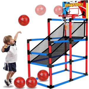 63" Arcade Basketball Game Set with 3 Balls Kids Basketball Hoop 3 to 12 Years Old Indoor Outdoor Sports Play - Easy Set Up - Carnival Basketball Toys Ages 3 4 5-7 8-12 Year Old Boys Birthday Gift