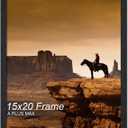 A PLUS MAX 15x20 Picture Frame, Black Engineered Wood Frame for 15 x 20 Inch Picture Poster Photo, Light Weight 15 by 20 Frame with Wood-grain for Wall - 1 Pack/Black/15 x20