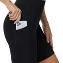 THE GYM PEOPLE Women's High Waist Workout Shorts Stretchy Tummy Control Yoga Biker Running Shorts with Pockets (Black), Size S