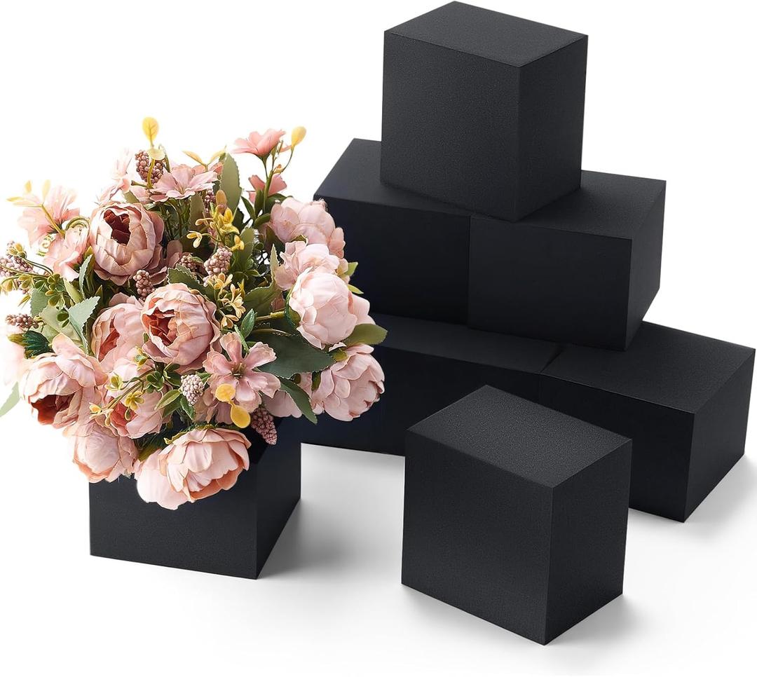 Lallisa 8 Pcs Reusable Floral Foam Blocks Water Weather Resistant Dry Floral Foam for Artificial Flower Arrangements Outdoor Flower Boxes Outside Hanging Planters Wedding Home Decor (4 x 4 x 3'') (Black)