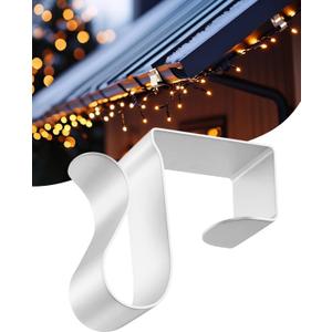 Gutter Clips for Hanging Outdoor Lights: 50Pcs Metal White Weatherproof Christmas Light Clips for Outside String Lights Xmas Halloween Seasonal Rope Mini Decoration Lights