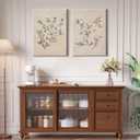 Vintage Botanical Wall Art Neutral Floral Prints Farmhouse Flower Canvas Wall Decor Watercolor Wildflower Pictures Nature Minimalist Artwork for Living Room Bedroom 16x24 Inch Wrapped Canvas Set of 2