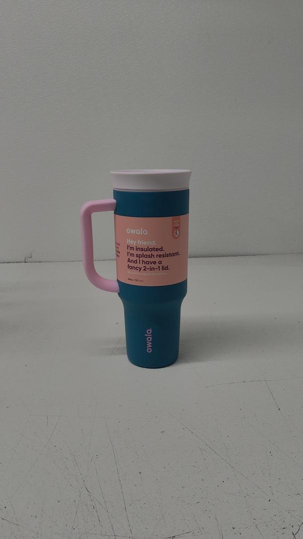 Owala Stainless Steel Triple Layer Insulated Travel Tumbler with Spill Resistant Lid, Straw, and Carry Handle, BPA Free, 40 oz, Dusty Pink