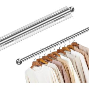 12" Valet Rod Standard for Closet, Slide Out Closet Valet Rod - 12" to 22", Polished Chrome Finish, Heavy-Duty 40lbs Capacity