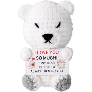 2 x TOYMIS Positive Polar Bear Crochet, Emotional Knitted Polar Bear with Cheer Card Support Crochet Animal Doll for Encouragement Gift Birthday Christmas Stocking Stuffers (for Friends)
